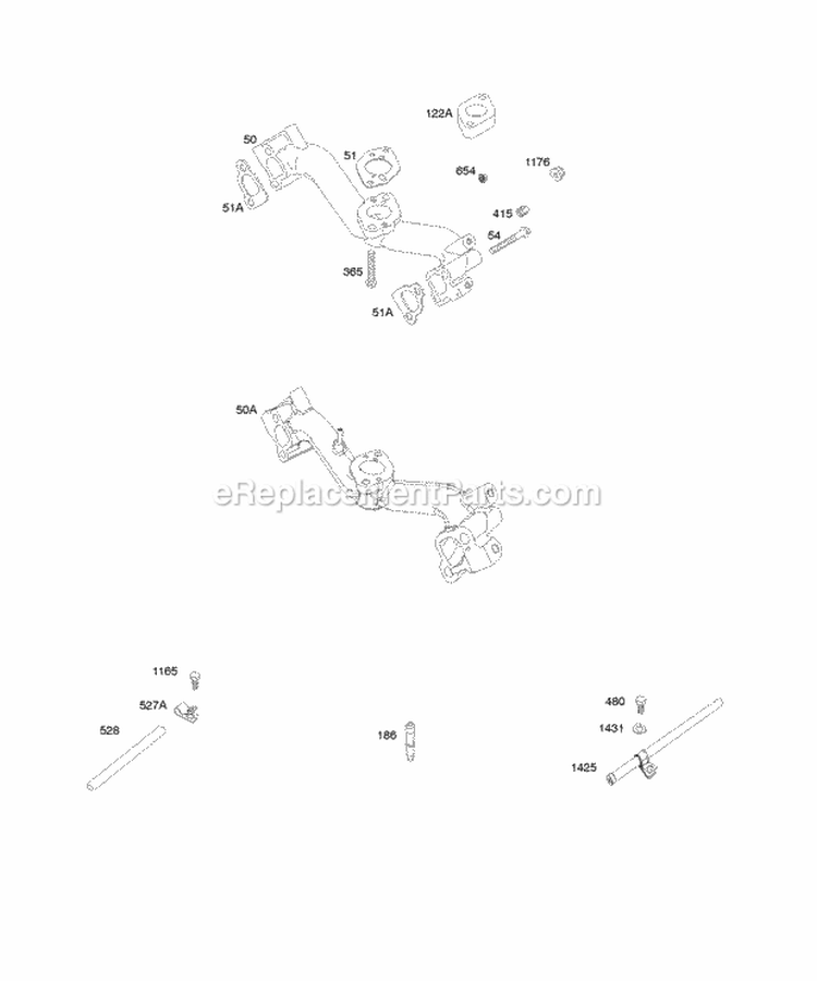 Intake Manifold Diagram and Parts List for 295447-0142-E1  Briggs and Stratton Engine